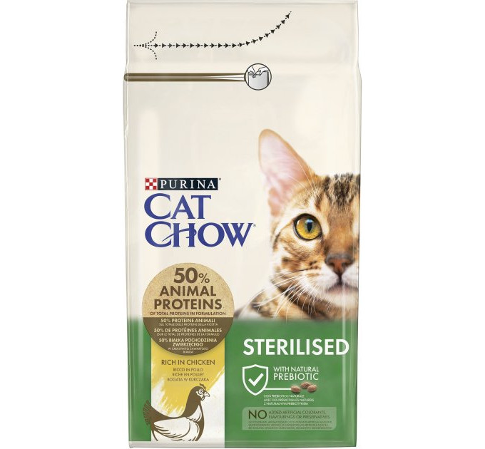 CAT CHOW Sterilized.Для стерилізованих котів. З куркою.Сух/кот 6х1,5кг
